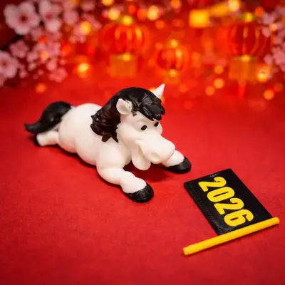 This is a 3D-printed horse figure made especially for the year 2026, the Year of the Horse.