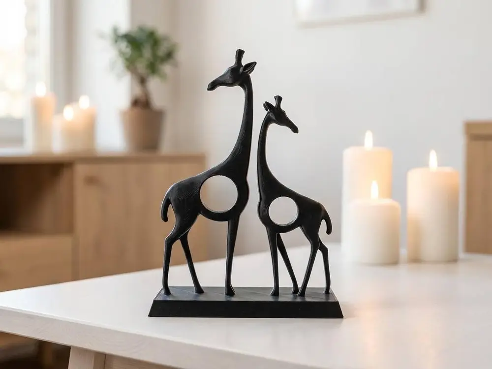 Elegant Giraffe Duo Sculpture