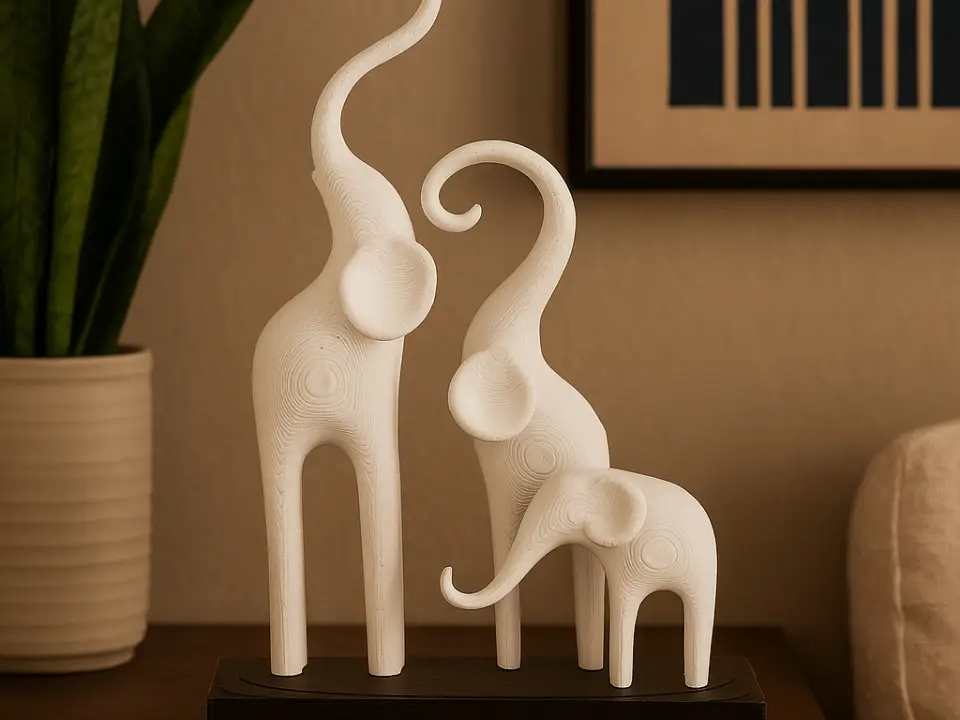 Minimalist Elephant Family Sculpture