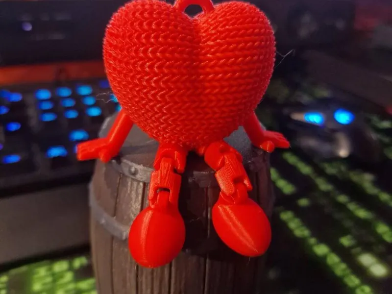 Articulated Heart Keychain - Knitted Texture - Makeronline - More