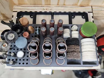 Gridfinity Dremel Sanding and Grinding Accessory Organizer