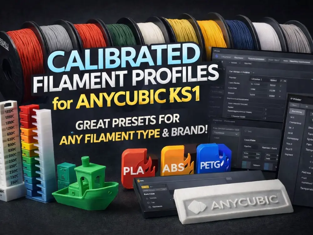 Calibrated filament profiles for Anycubic Kobra S1 (Sunlu - Elegoo - Geetech - AzureFilm)