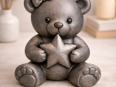 Cute Teddy Bear Holding Star