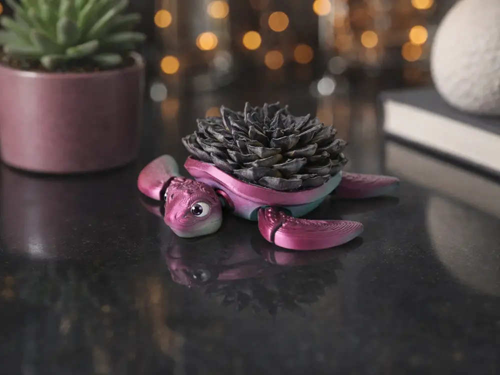 Flexi Turtle Desk Buddy with Succulent Shell