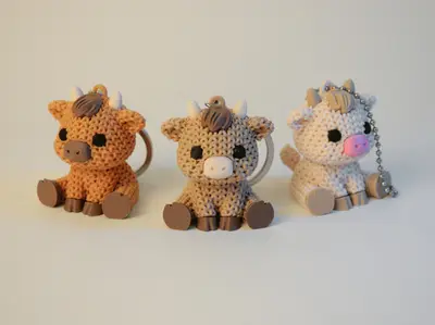 Knitted Cow Keychain