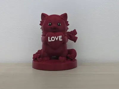 Valentine Love Panda with Heart Statue