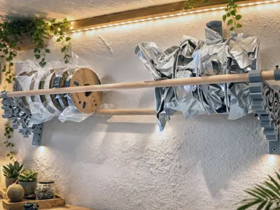 Filament spool shelf with an actually-pretty bracket