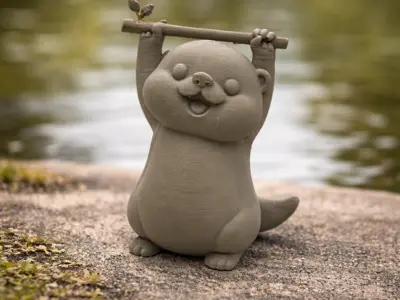 Otter With Stick