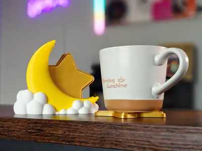Crescent Moon and Star Coaster Set