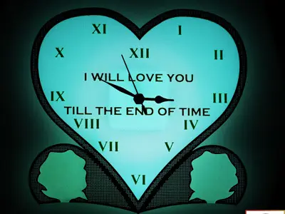 Timeless Love - Illuminated Wallclock &Key hanger & Keychain set - Multicolor