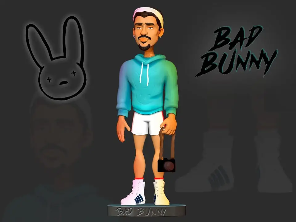 Bad Bunny Stylized 3D Figure – Resin & FDM Printable Model (Benito Antonio Martínez Ocasio)