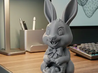 Adorable Easter Bunny with Egg Basket