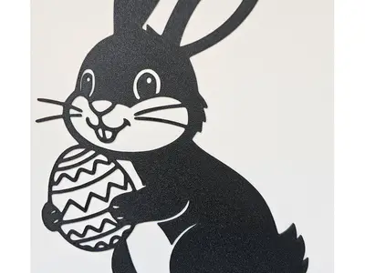 Easter Bunny holding Egg - Detailed 3D Wall Art