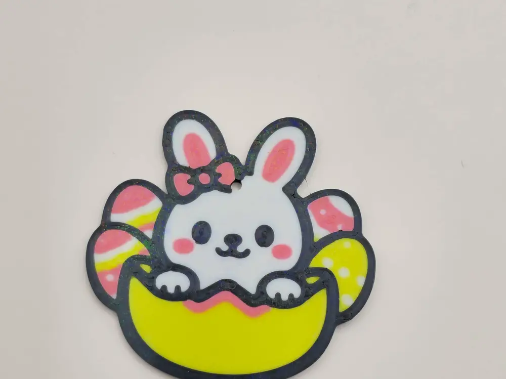 Cute Easter Bunny Hatching Egg Keychain