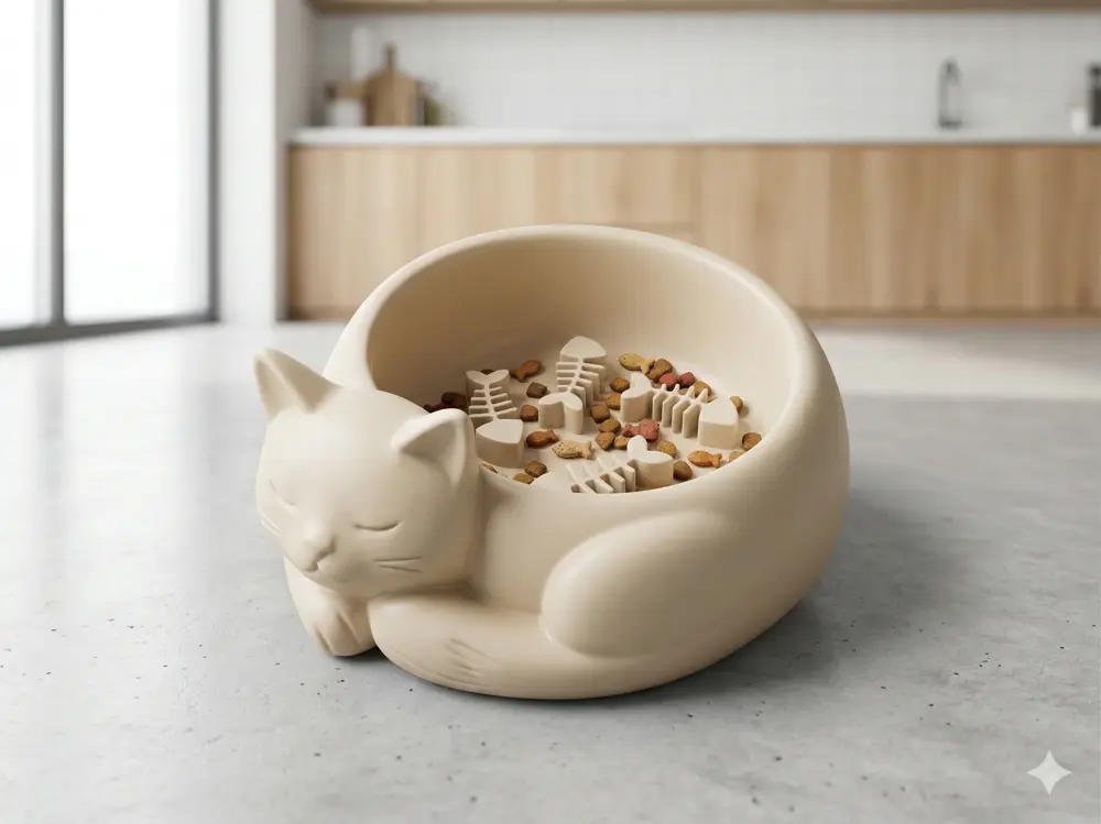 Sleeping Cat Slow Feeder (Fishbone Edition)