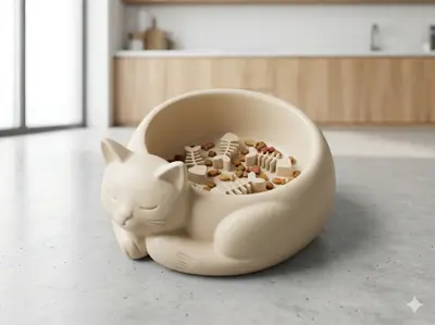 Sleeping Cat Slow Feeder (Fishbone Edition)