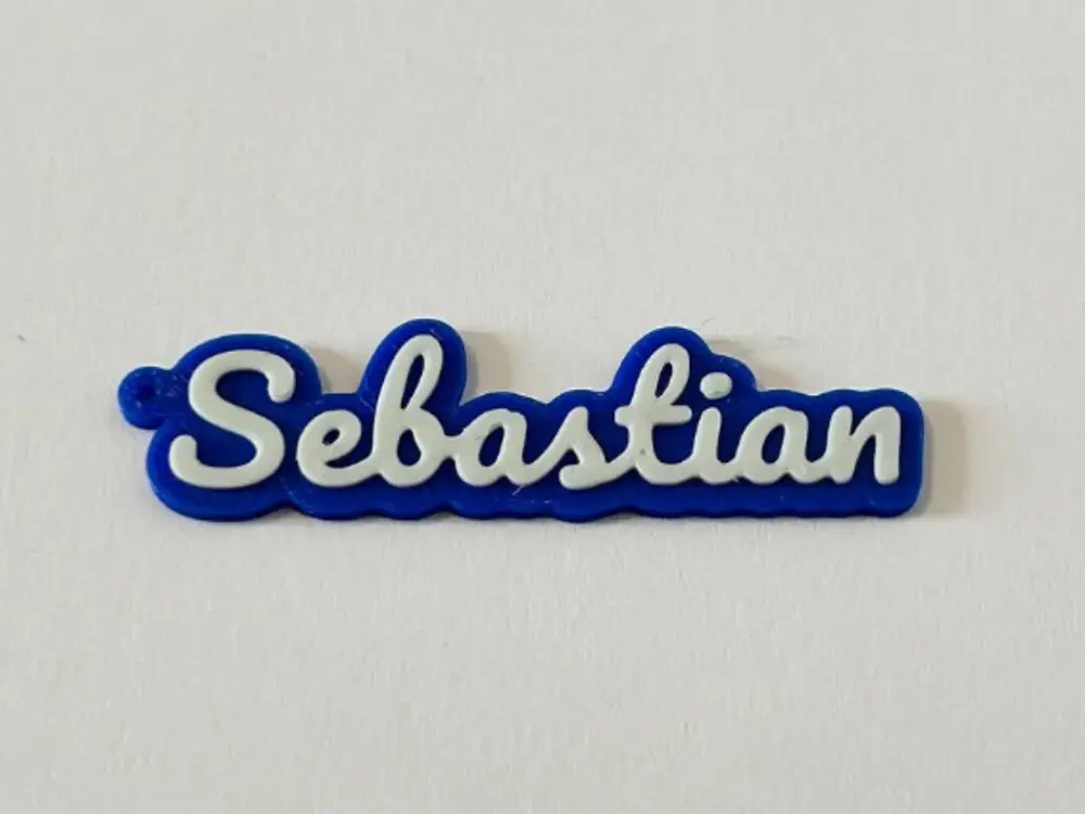 Sebastian 3d printed name keychain personalized