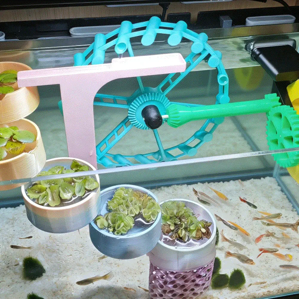 3D打印鱼缸水车摆件/3D printing fish tank water wheel ornament