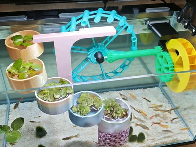 3D打印鱼缸水车摆件/3D printing fish tank water wheel ornament