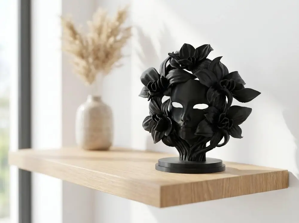 Floral Mask Sculpture – Botanical Face Bust
