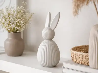 Modern Ribbed Easter Bunny Decor – Minimalist 3D Model