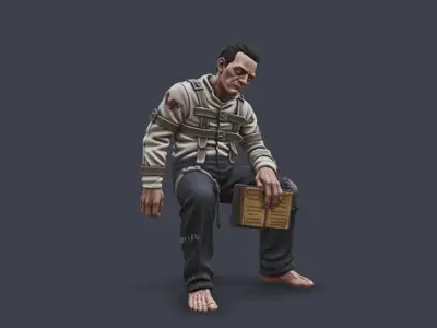 Mental Patient Sitting Miniature