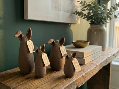 MODERN EASTER BUNNY WITH HEART / BUNNY SHELFDECOR