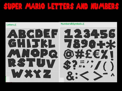 Super Mario Bros Alphabet Letters & Numbers
