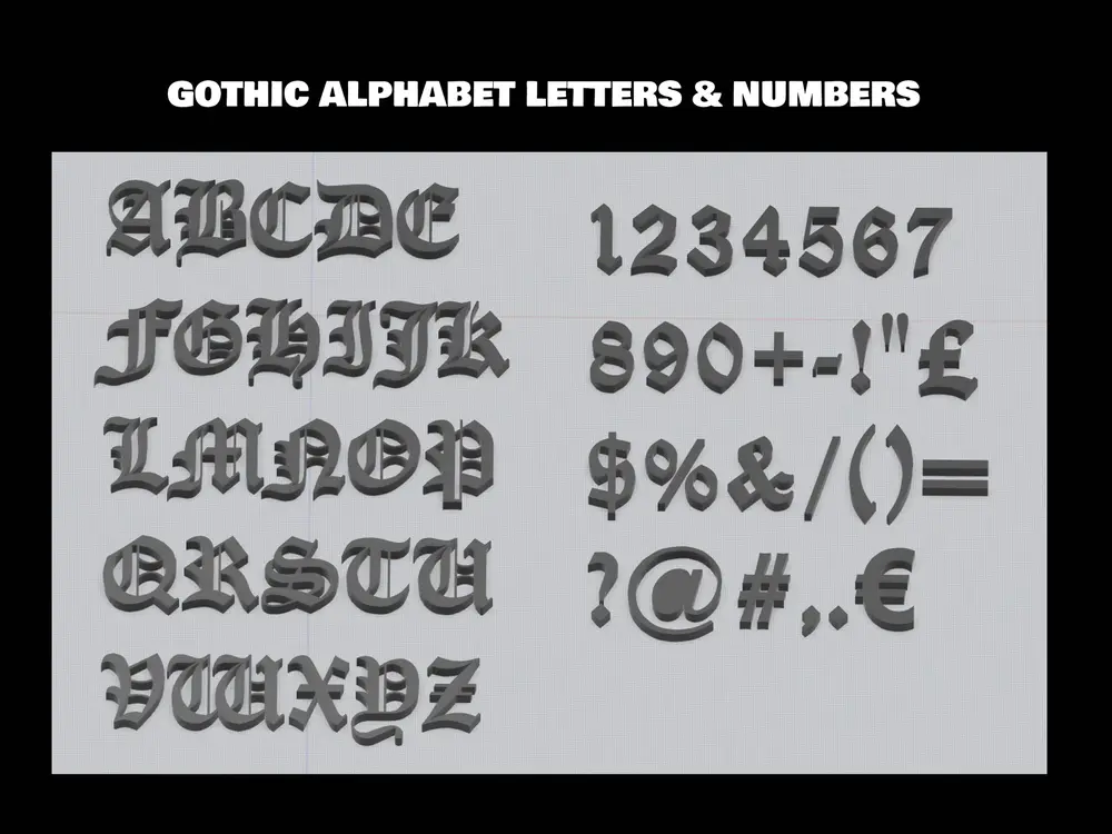 Gothic Alphabet Letters & Numbers