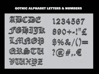 Gothic Alphabet Letters & Numbers