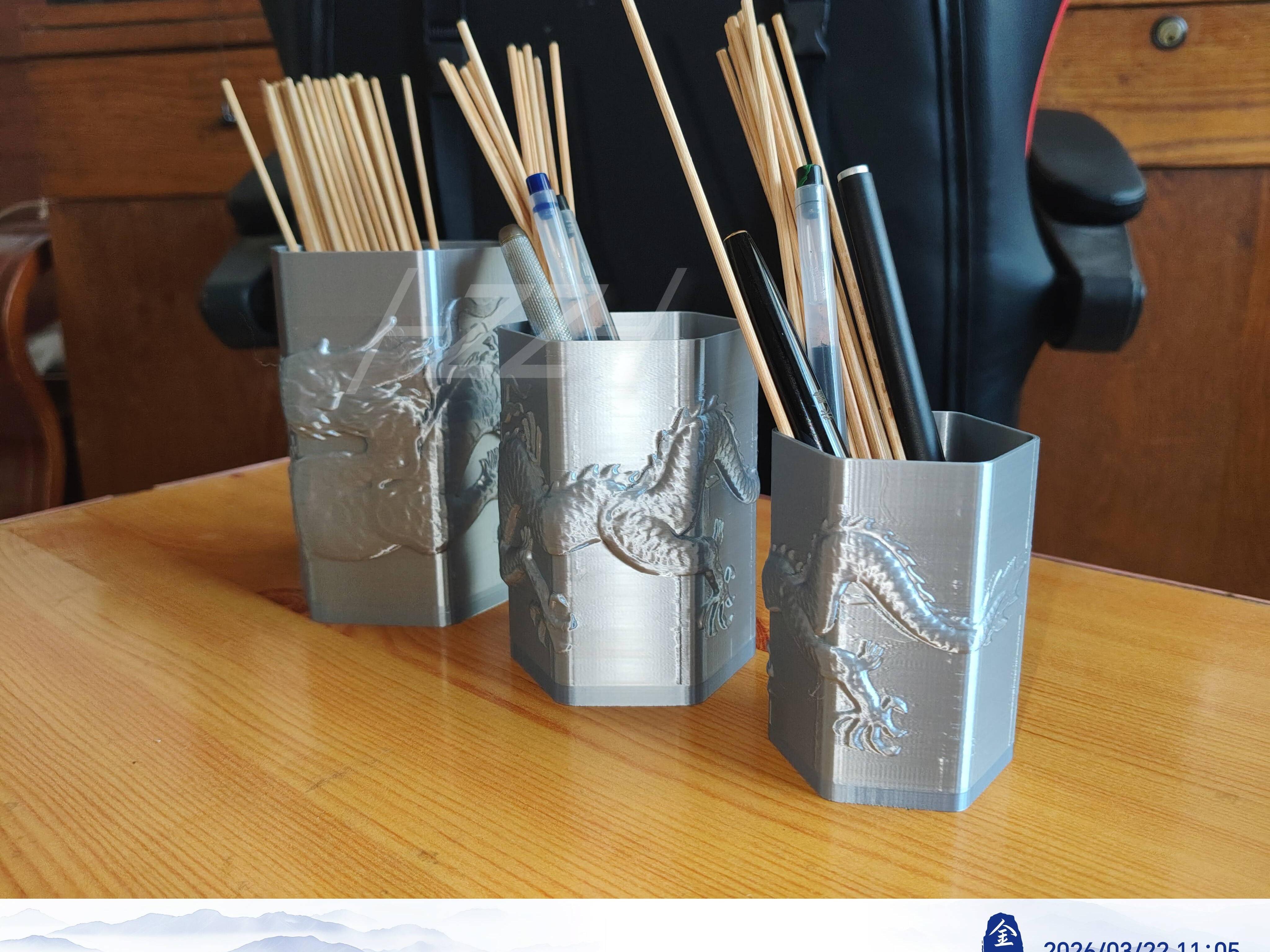 浮雕笔筒-威武游龙-正六边形- Makeronline - More Than Fun