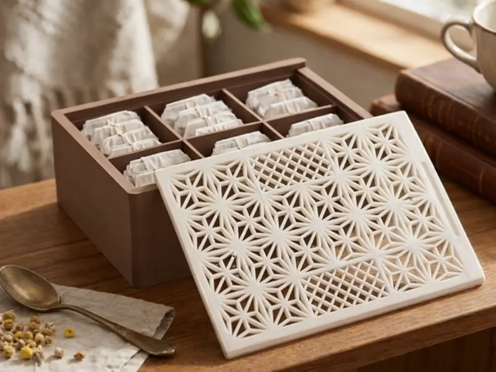 Lattice Pattern Tea Box for Kitchen Decor