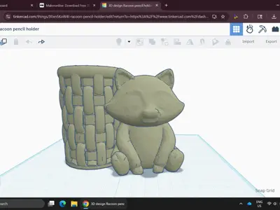 Racoon pen holder