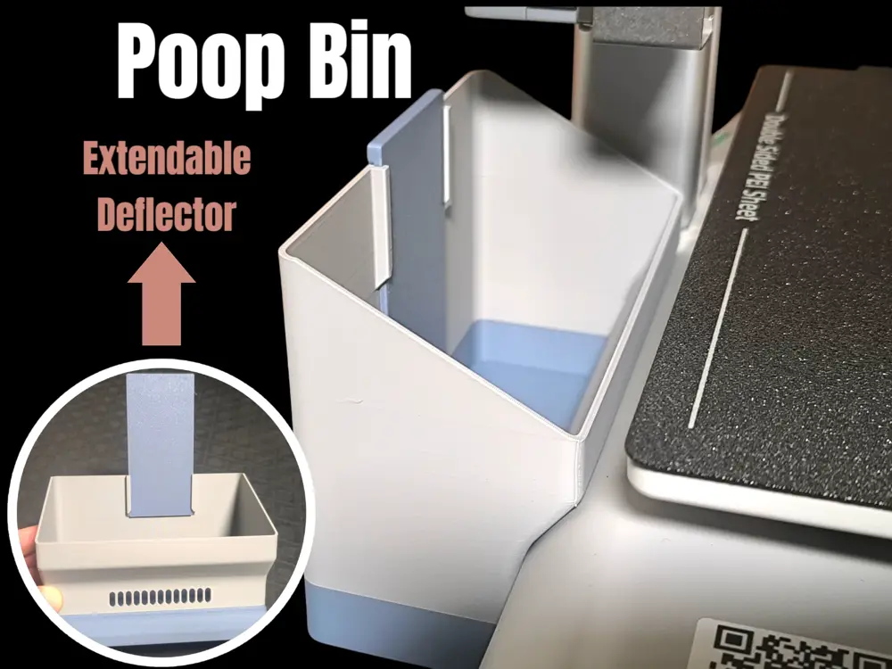 Poop Bin with extendable deflector