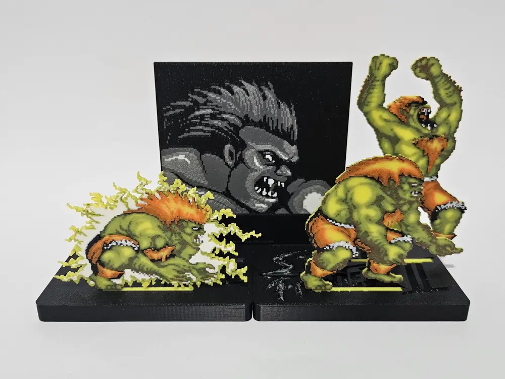 Blanka Street Fighter 2 Pixel Art Figure