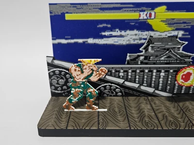 Guile Street Fighter Diorama & Keychain