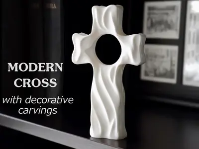 Modern Cross with decorative carvings
