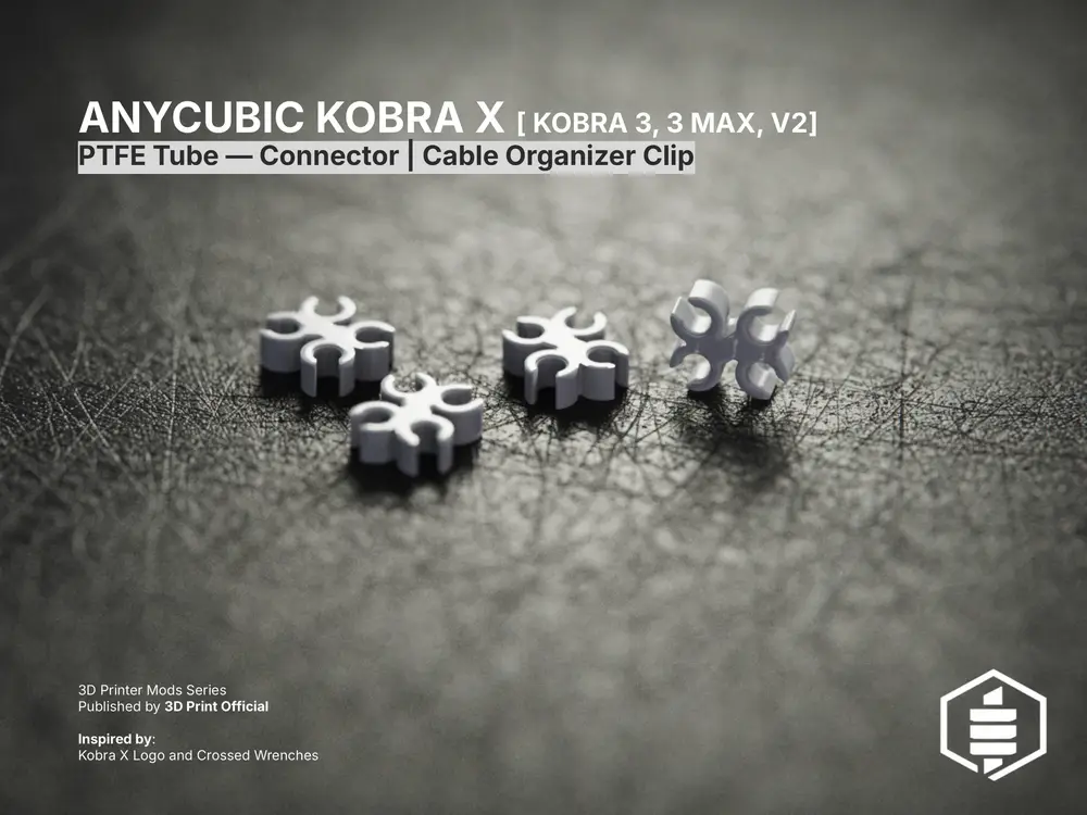 ANYCUBIC KOBRA X - PTFE Tube Connector | Cable Organizer Clip