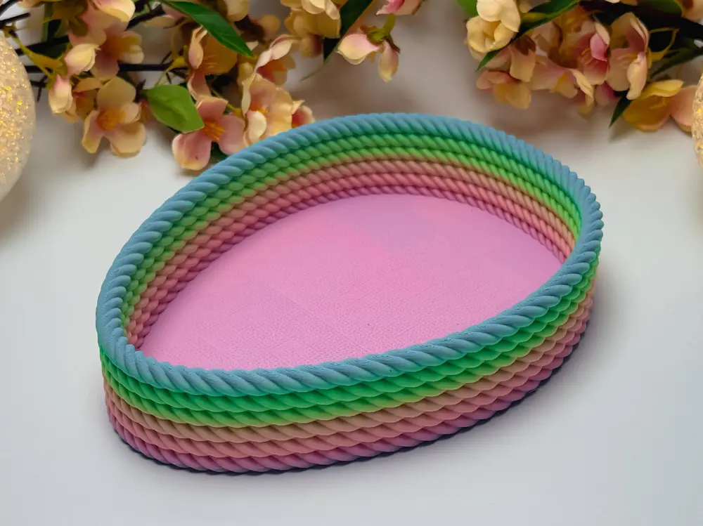 Egg-Shaped Easter Bowl with Rope Texture