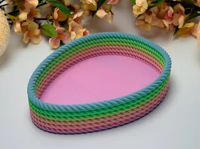 Egg-Shaped Easter Bowl with Rope Texture