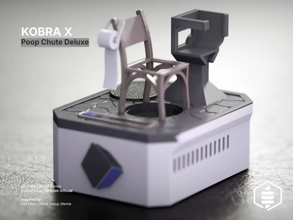 ANYCUBIC KOBRA X - Poop Chute Deluxe | Manhole Collector and Chair Deflector