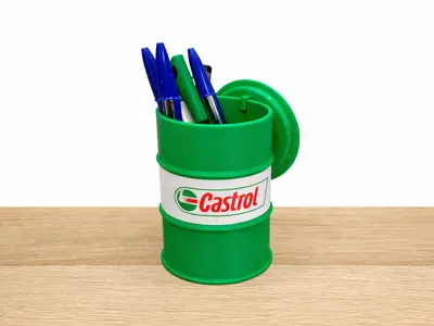Pen Holder - Castrol Oil Barrel - Desk Organizer