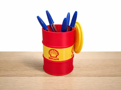 Pen Holder - Shell Oil Barrel - Desk Organizer