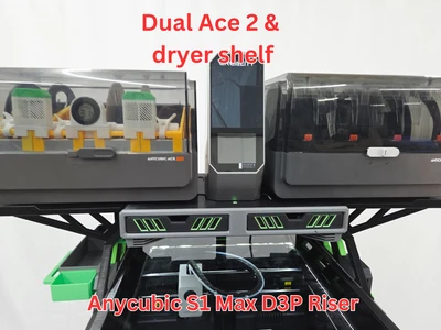 Dual Ace-2 & dryer shelf extension for Kobra S1 Max D3P riser