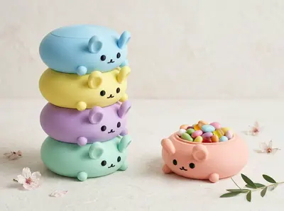 复活节叠叠兔 糖果收纳盒/桌面花盆Easter Candy Storage Box