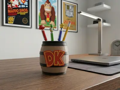 Organizador de escritorio - porta lapizes barril Donkey Kong