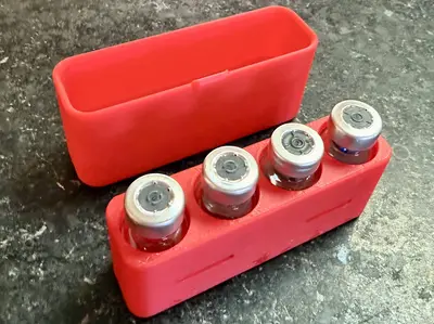 Compact 4-Slot 3ml Peptide Vial Sleeve Holder with Removable Lid