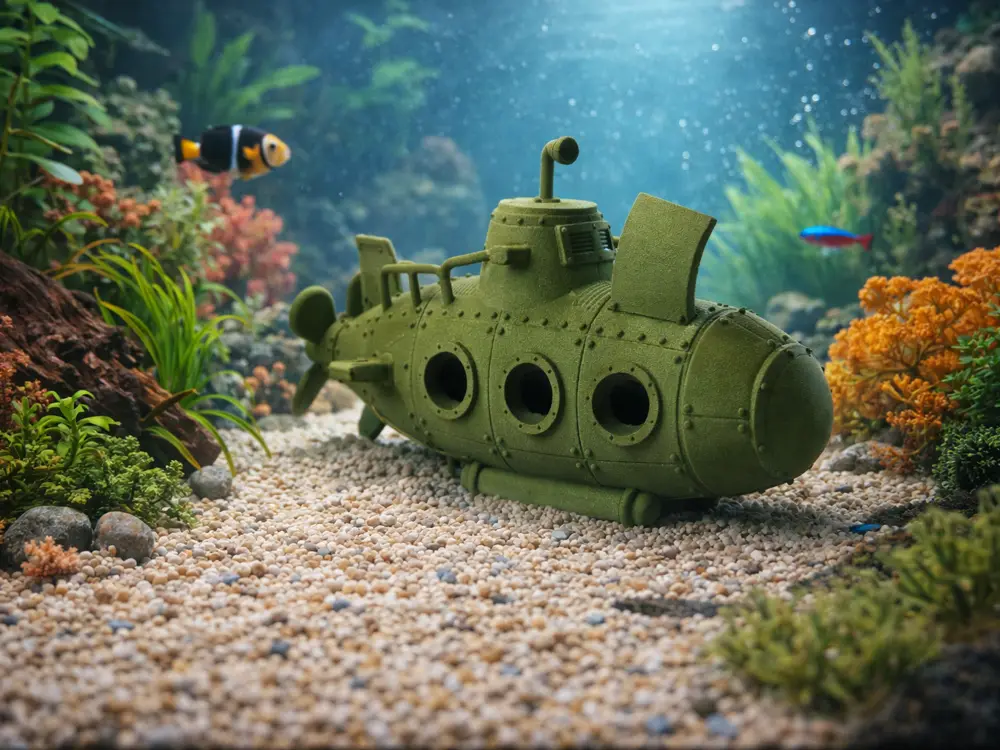 Steampunk Sunken Submarine Aquarium Decoration