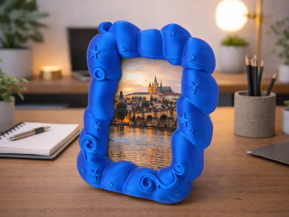Wavy Cloud Photo Frame with Star Details
