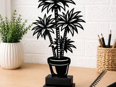Dragon Palm Table Decor With Stand